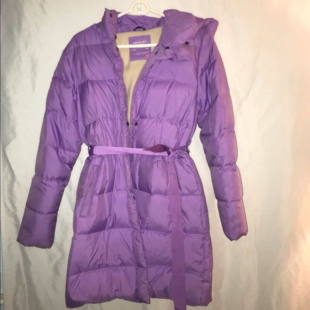 Crew cuts long purple coat